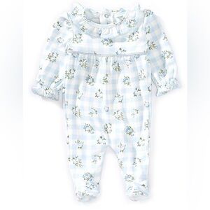 EDGEHILL COLLECTION Long Sleeve Gingham Floral Footie Coverall - 3M